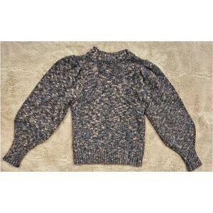 Madewell Pleat/Puff Shoulder Pullover Sweater, Marled Indigo, Sz XS